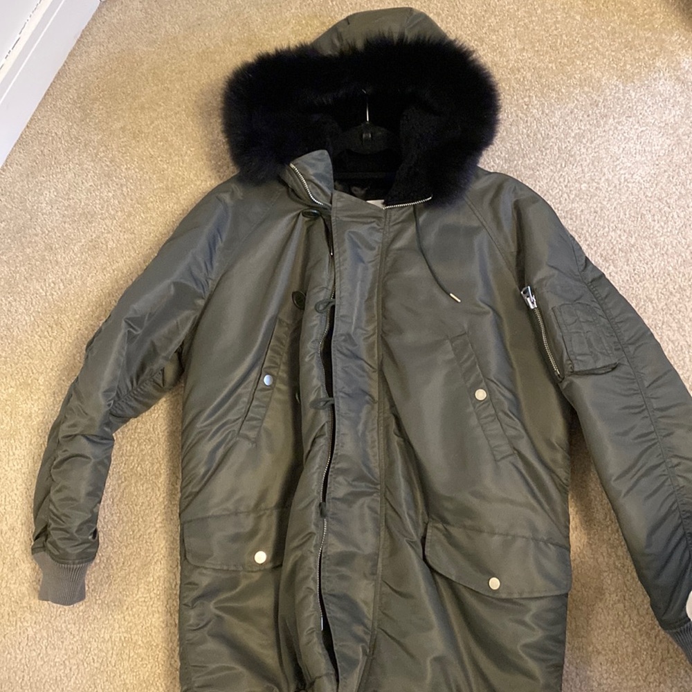 Never worn Sandro mens jacket. Army green and black!